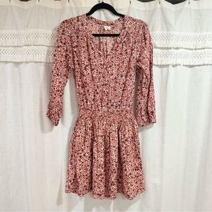 Sundry For Evereve Ditsy Floral Smocked Waist Long Sleeve Mini Dress Dahlia
